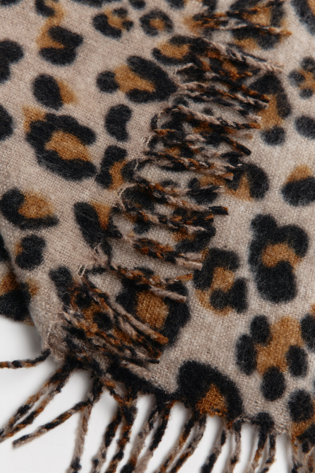 Шарф с бахромой и леопардовым принтом - цвет коричневый - 3
