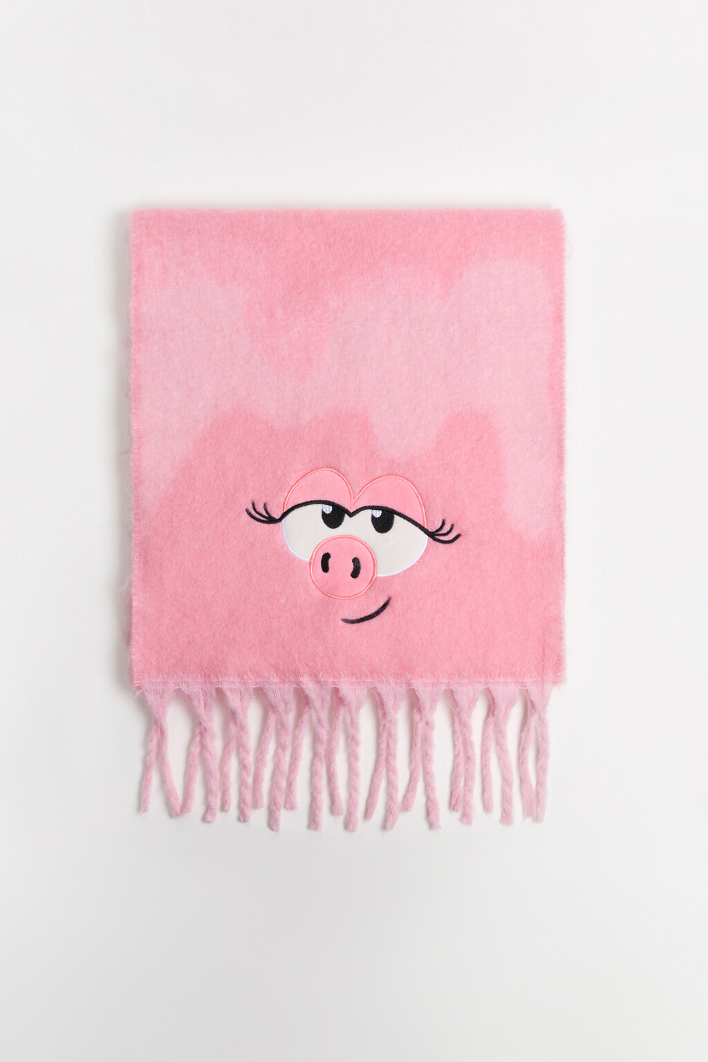 Шарф теплый с патчем - цвет розовый - 4