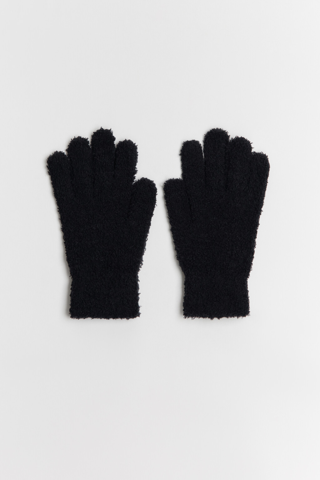 Перчатки вязаные пушистые - цвет черный - 1