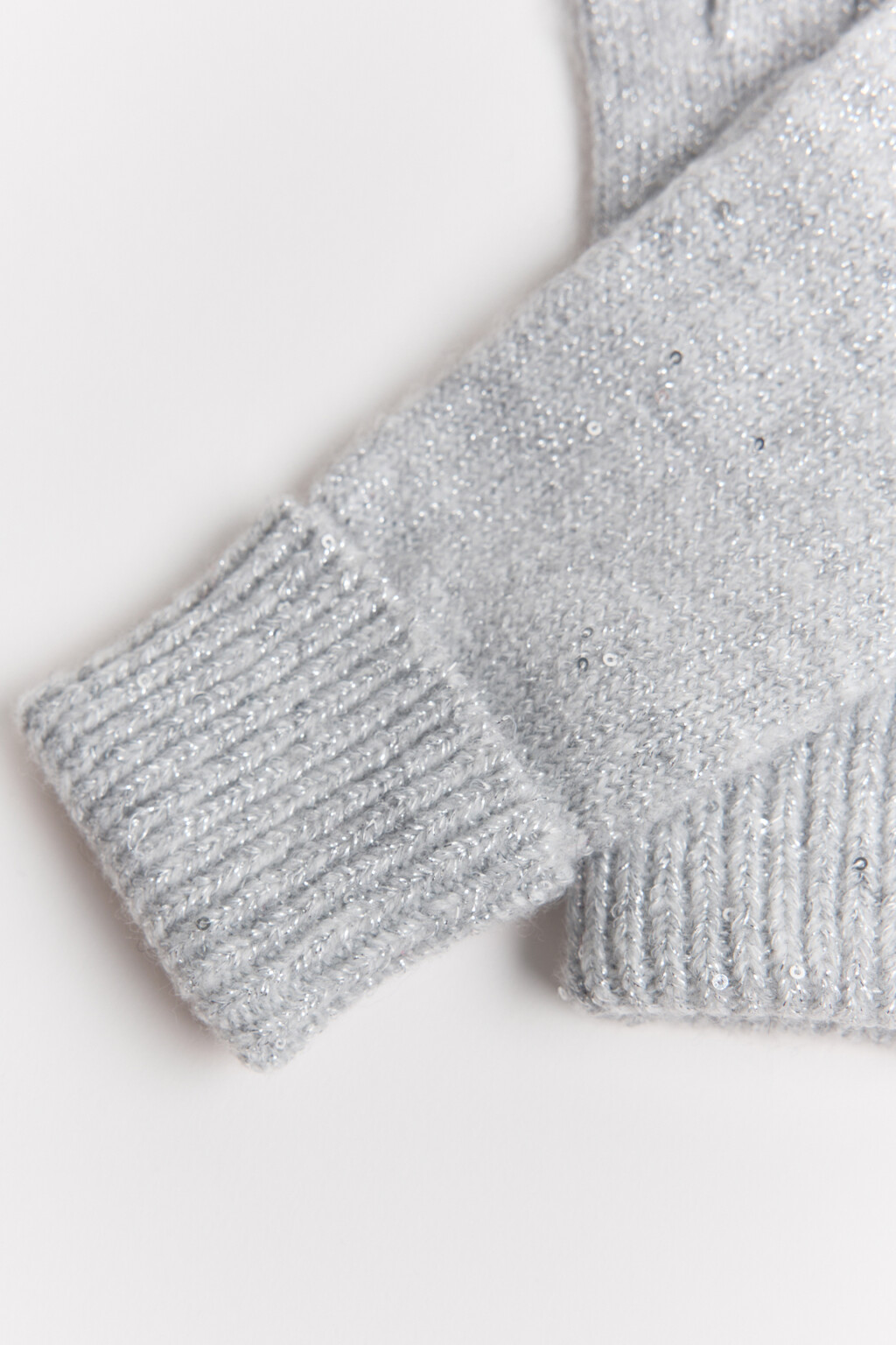 Перчатки трикотажные с пайетками - цвет серый - 2