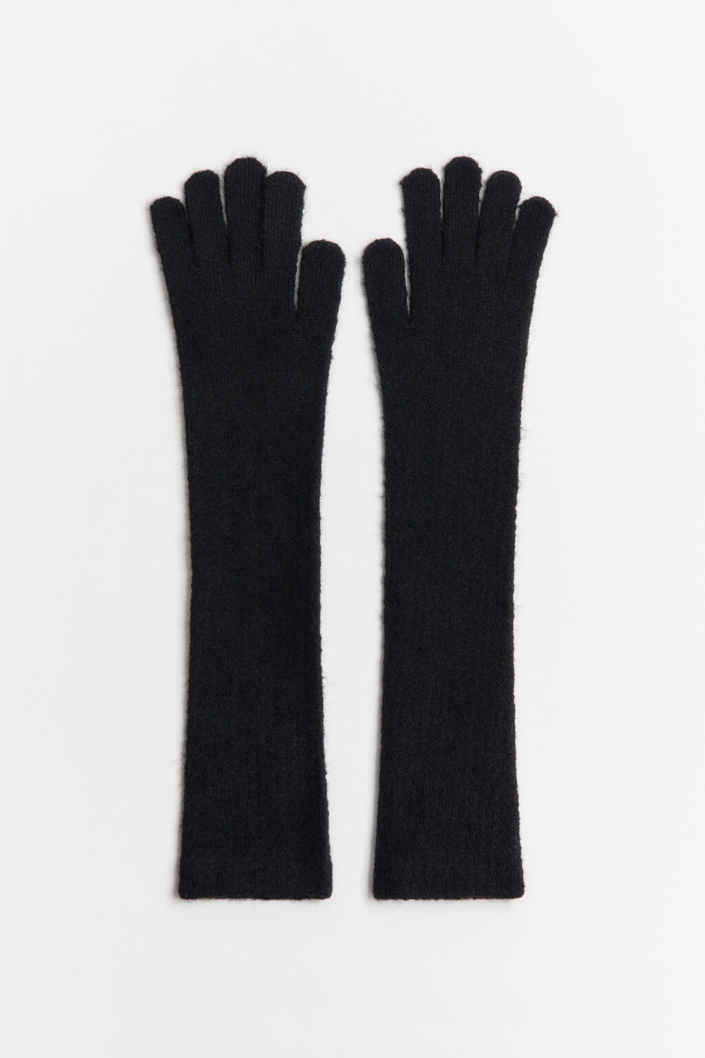 Перчатки длинные с добавлением шерсти - цвет черный - 1