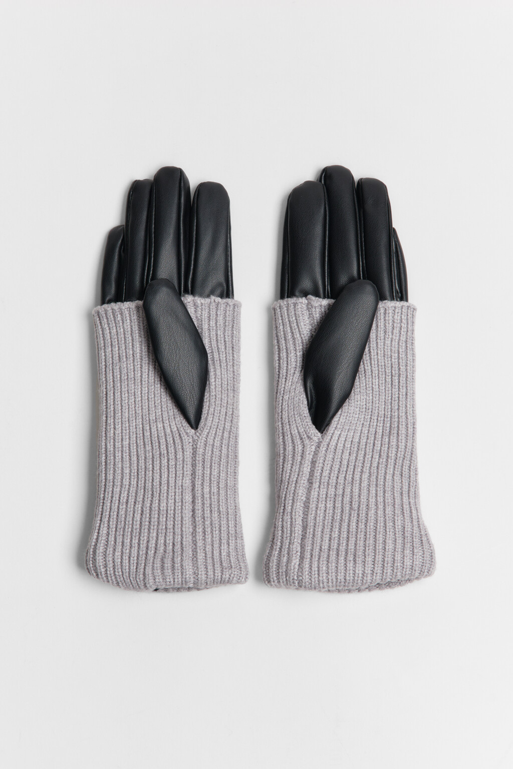 Перчатки с вязаными митенками - цвет серый - 2