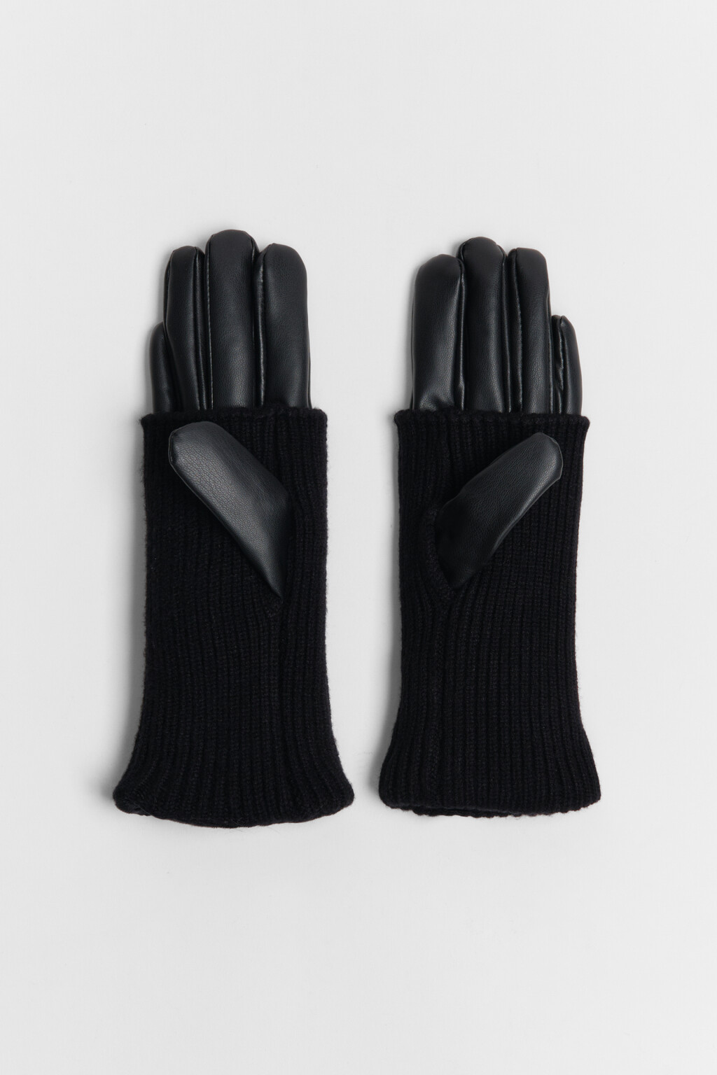 Перчатки с вязаными митенками - цвет черный - 5