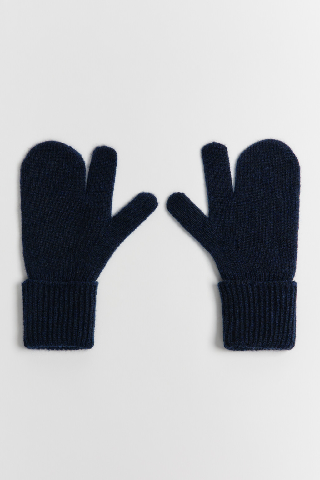 Варежки-перчатки трикотажные с шерстью - цвет синий - 4