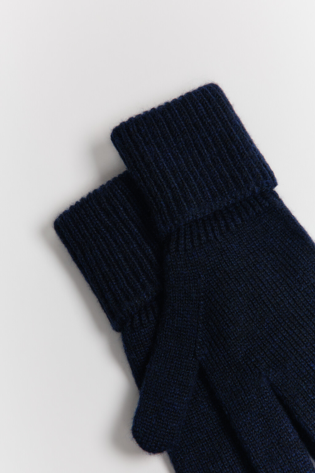 Варежки-перчатки трикотажные с шерстью - цвет синий - 5