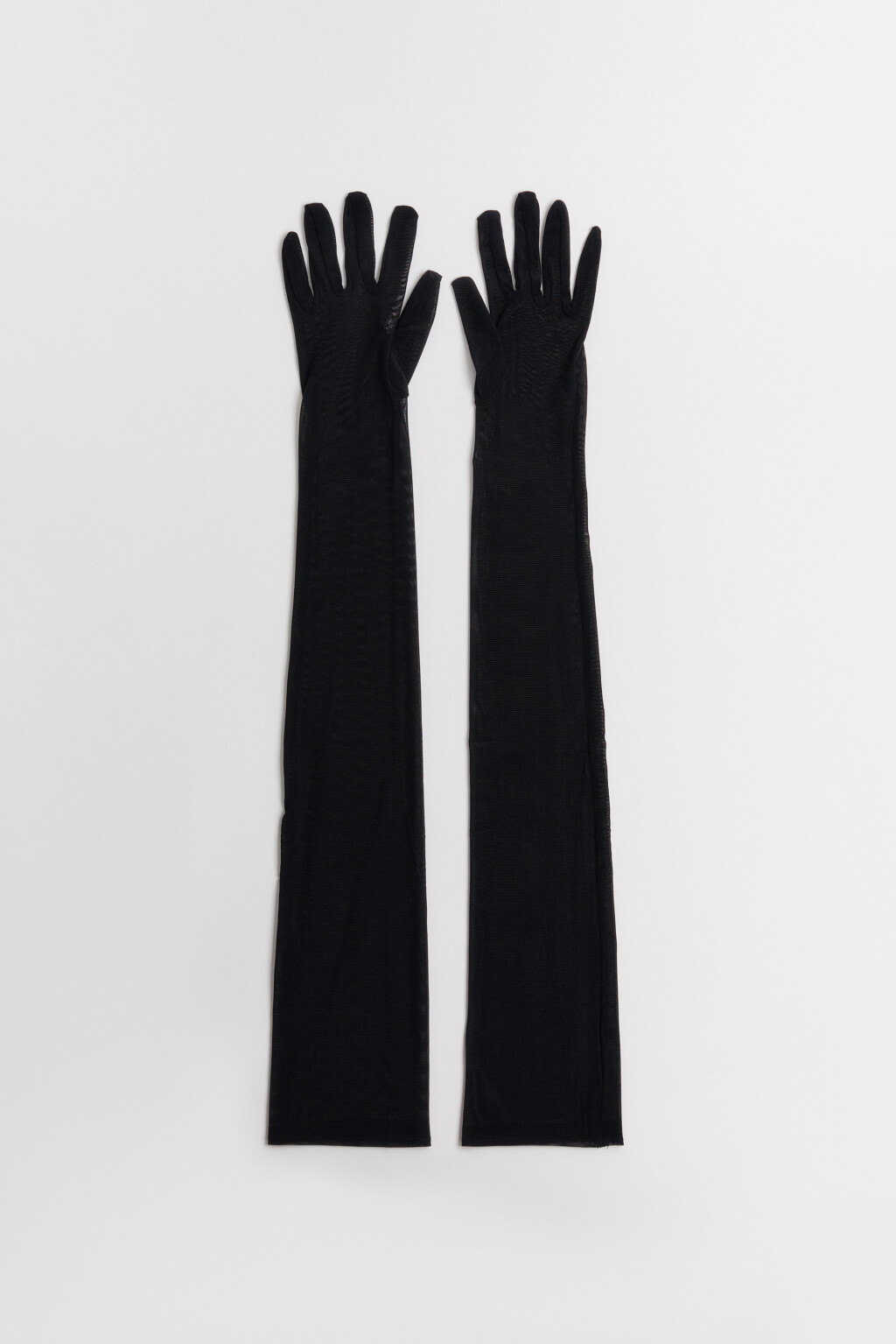 Перчатки длинные вечерние из сетки - цвет черный - 1