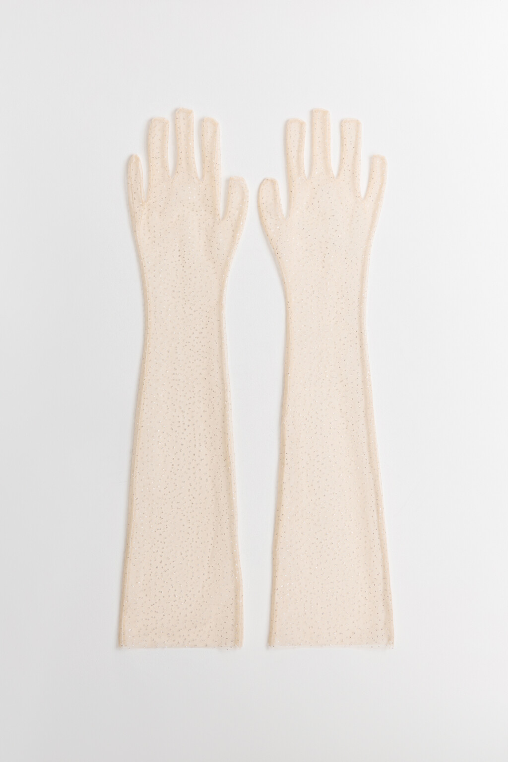 Перчатки длинные с люрексом - цвет желтый - 1