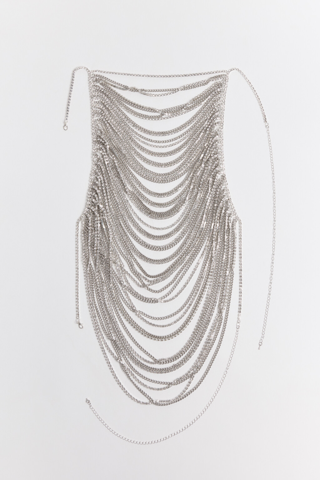 Цепочка на тело со стразами - цвет серый - 4