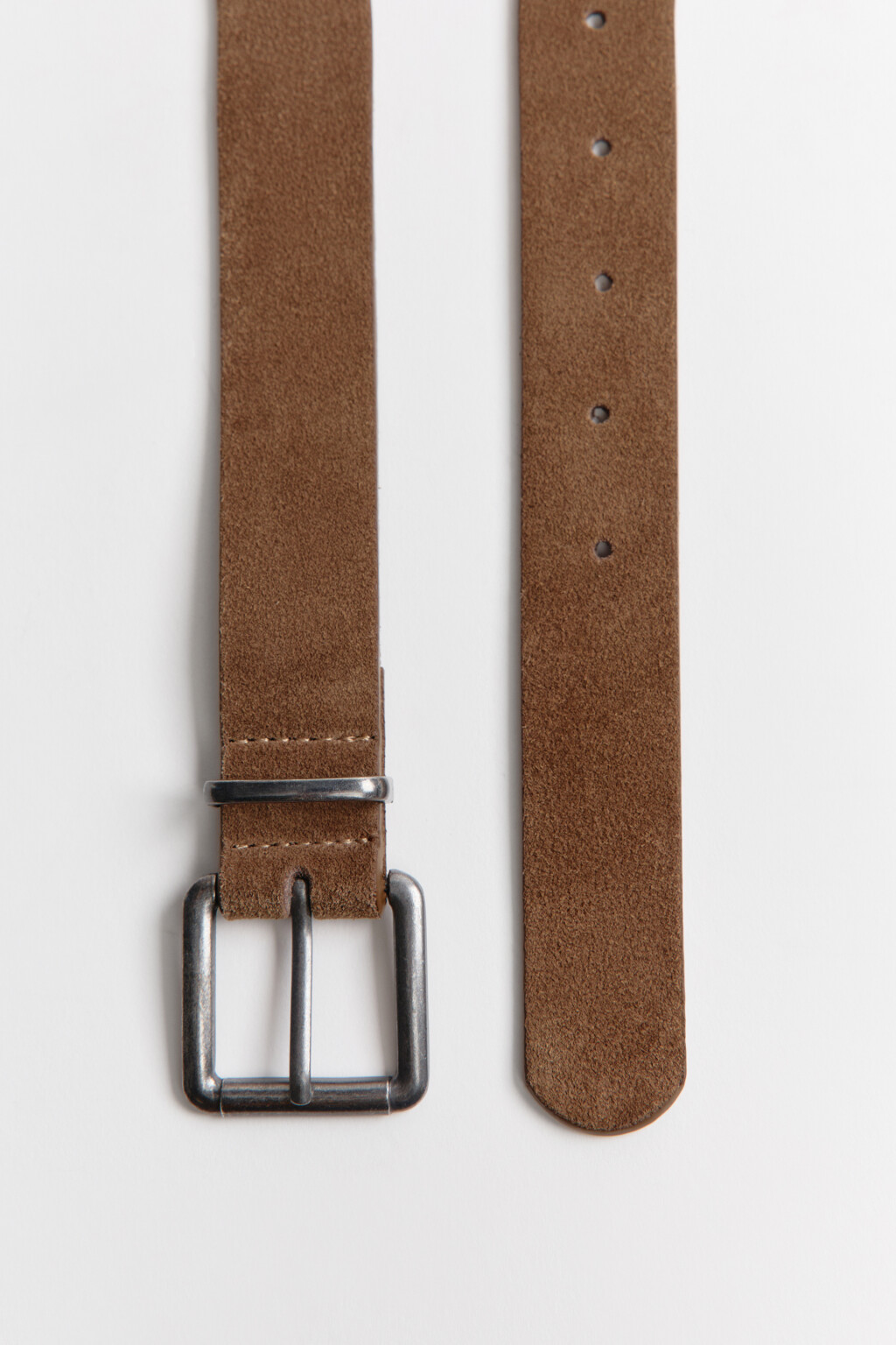 Ремень с замшевой фактурой - цвет коричневый - 2