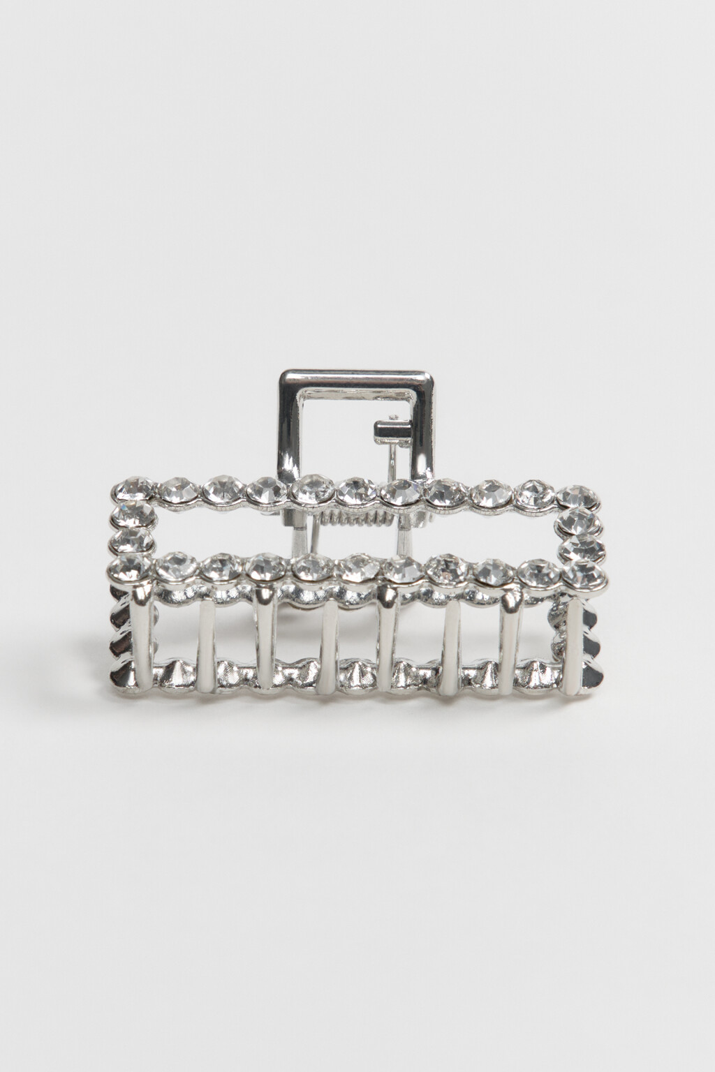 Заколка-краб со стразами - цвет серый - 1