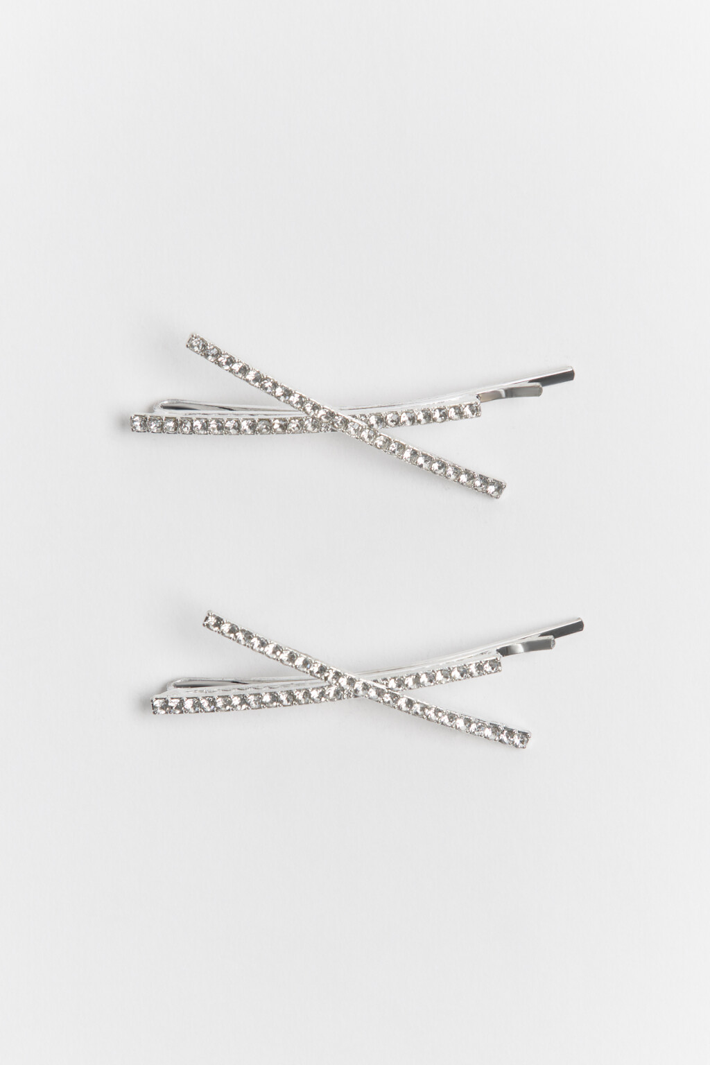 Набор заколок со стразами (2 штуки) - цвет серый - 1