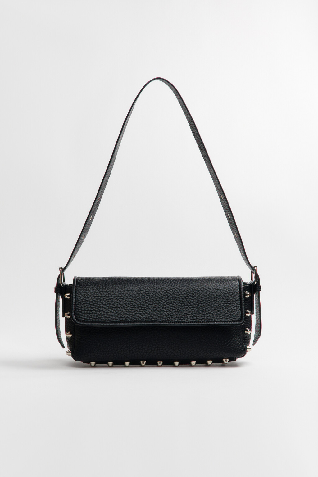 Сумка на плечо с декором из шипов - цвет черный - 4