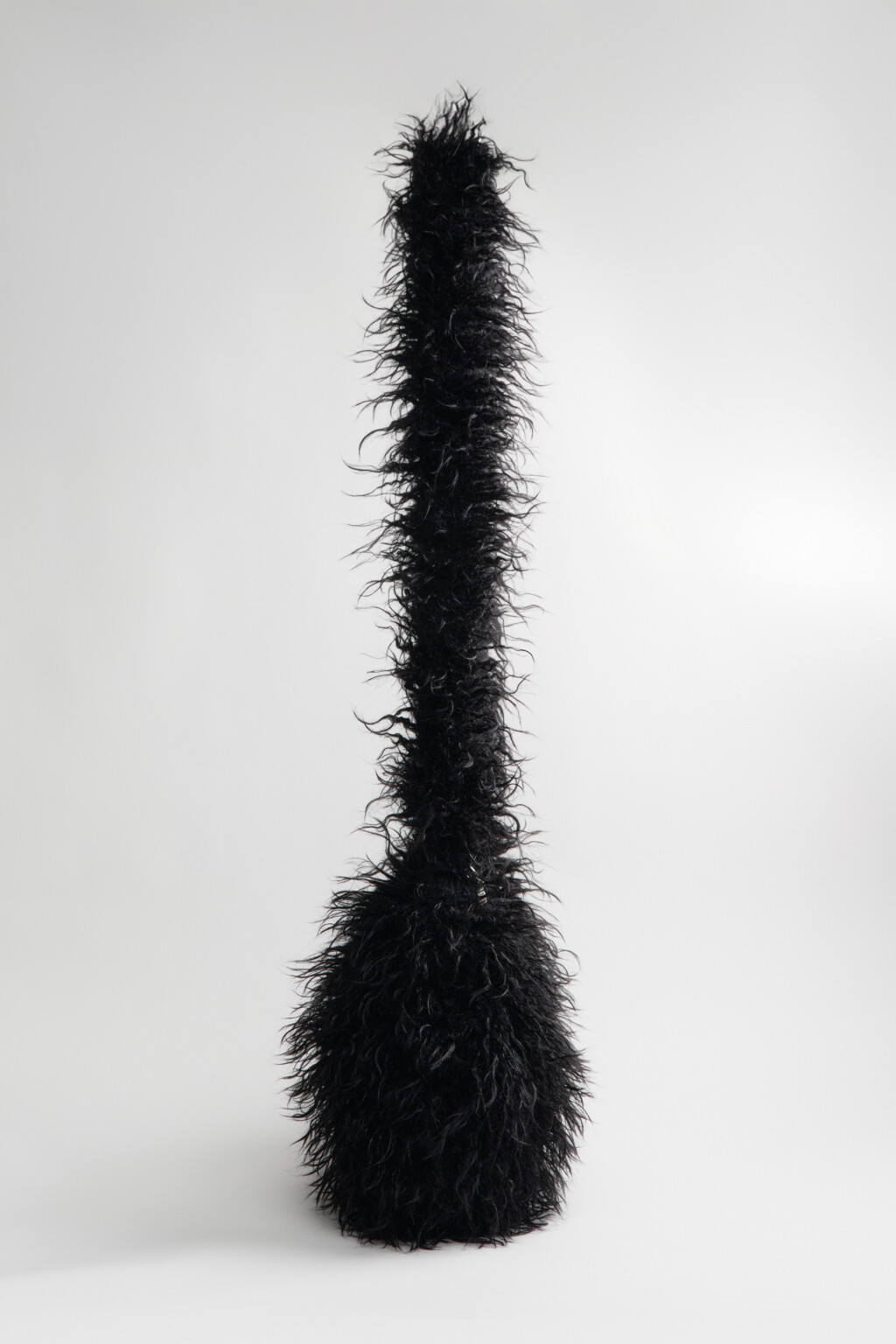 Сумка меховая с цепочкой - цвет черный - 4