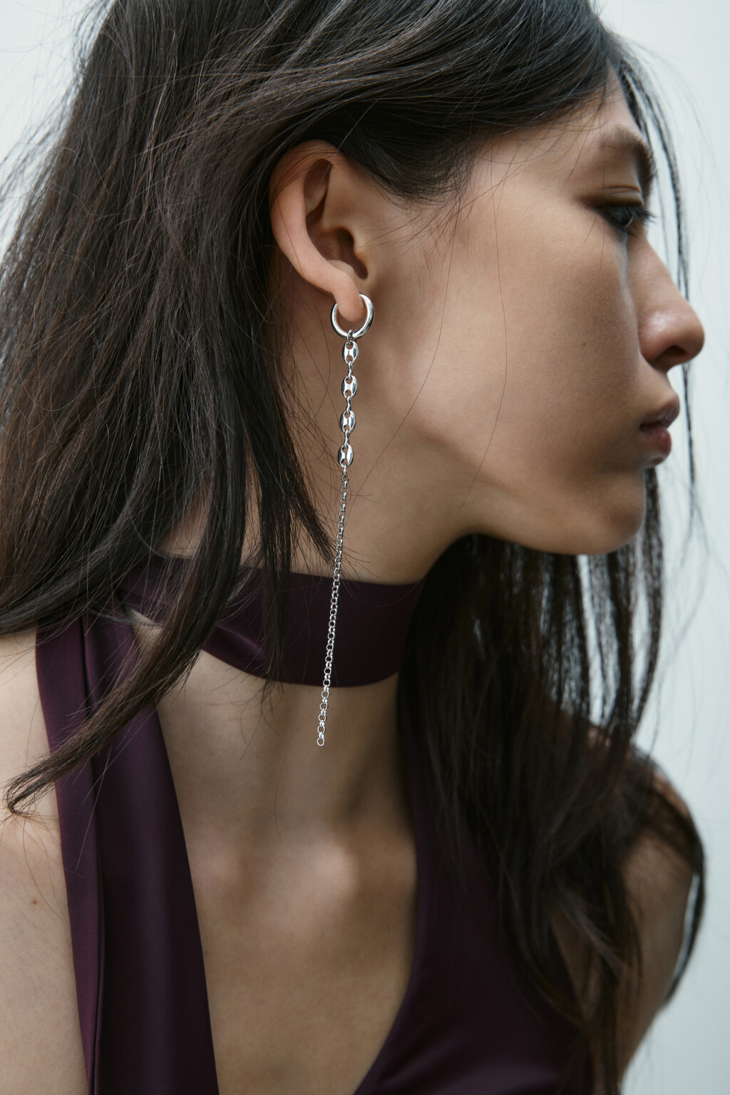 Серьги-конго с длинными подвесками - цвет серый - 1