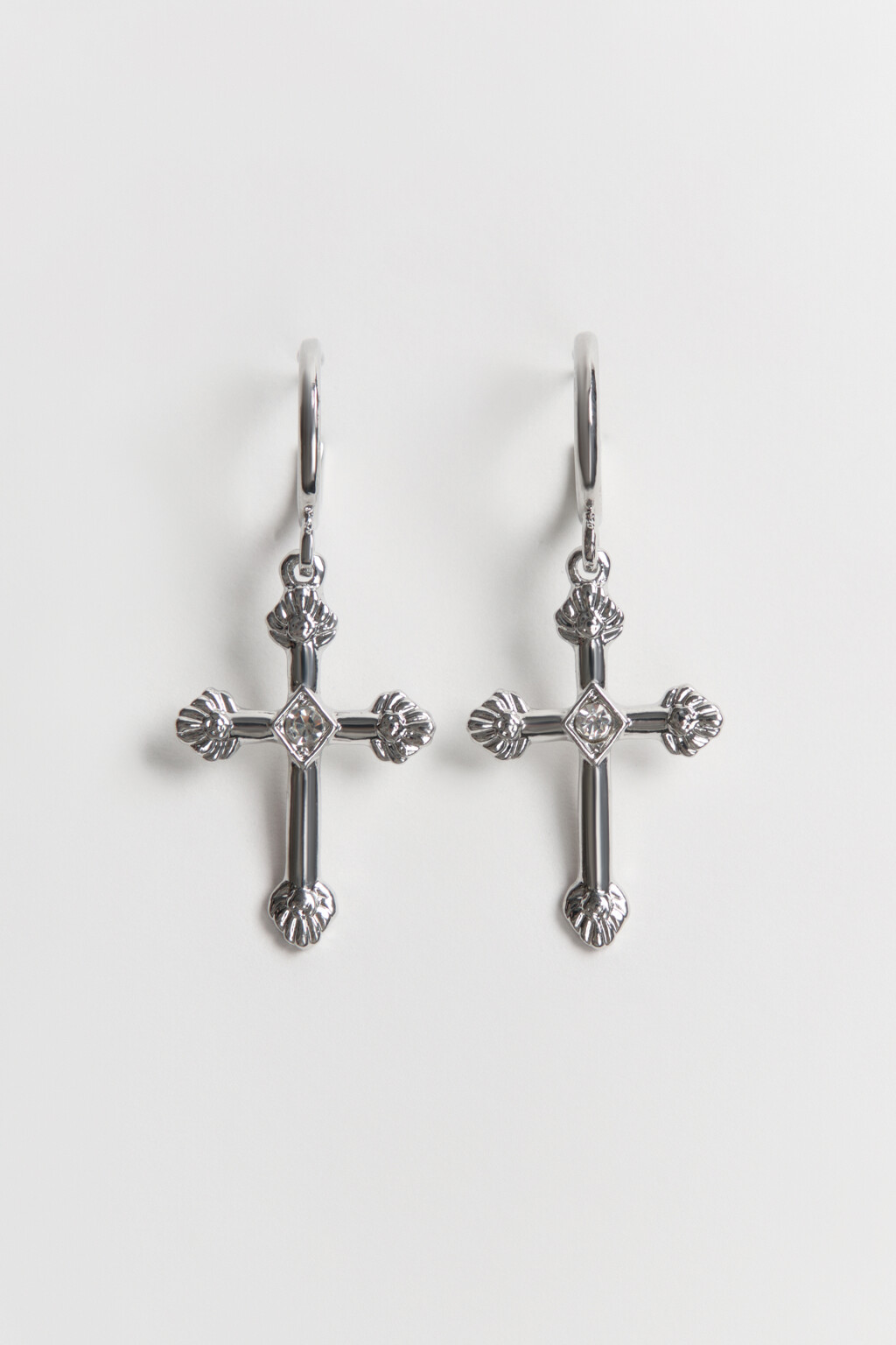 Серьги с подвесками-крестами - цвет серый - 2