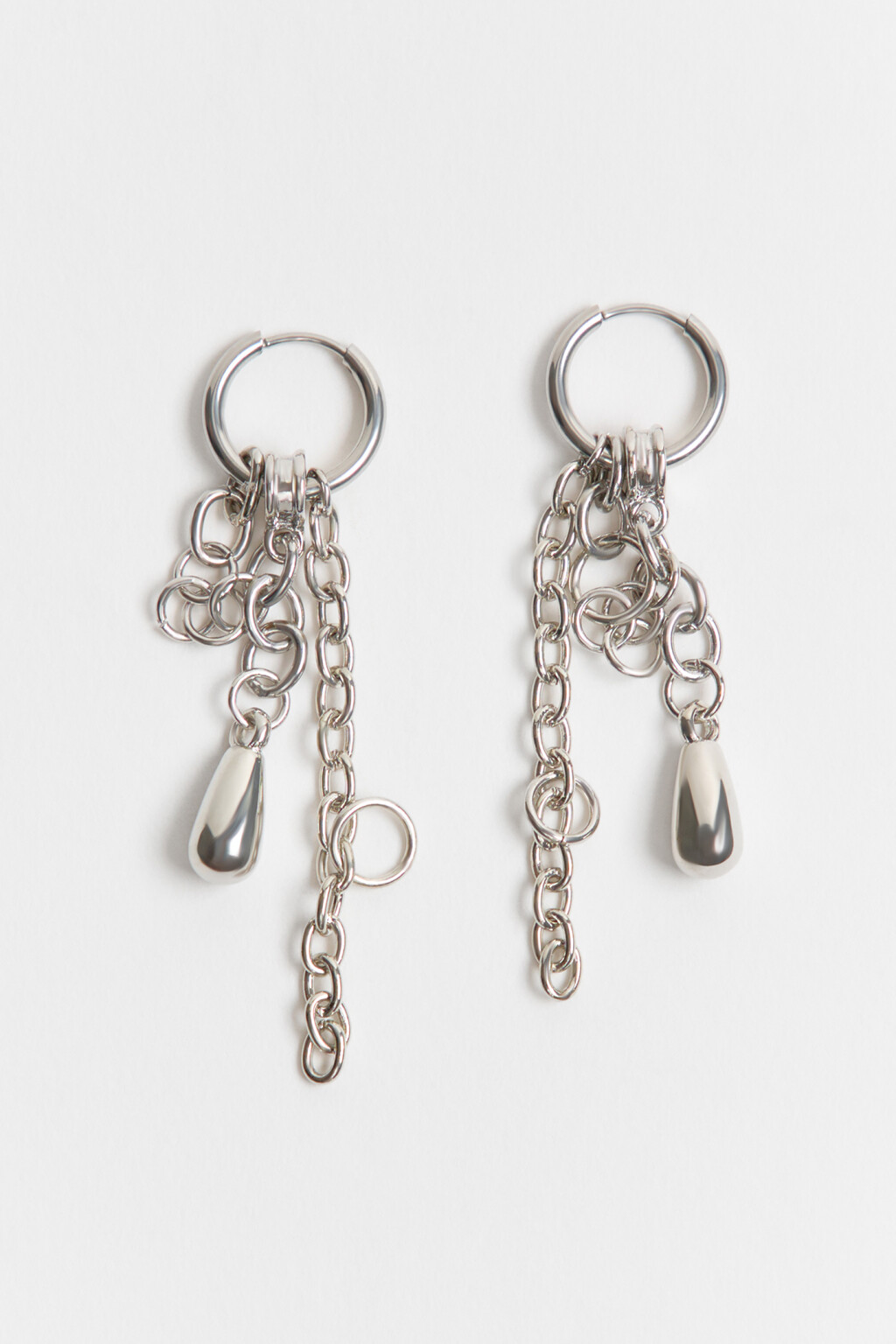 Серьги с подвесками и цепочками - цвет серый - 2