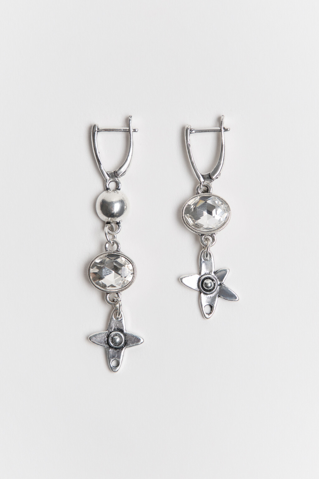 Серьги с подвесками и стразами - цвет серый - 2