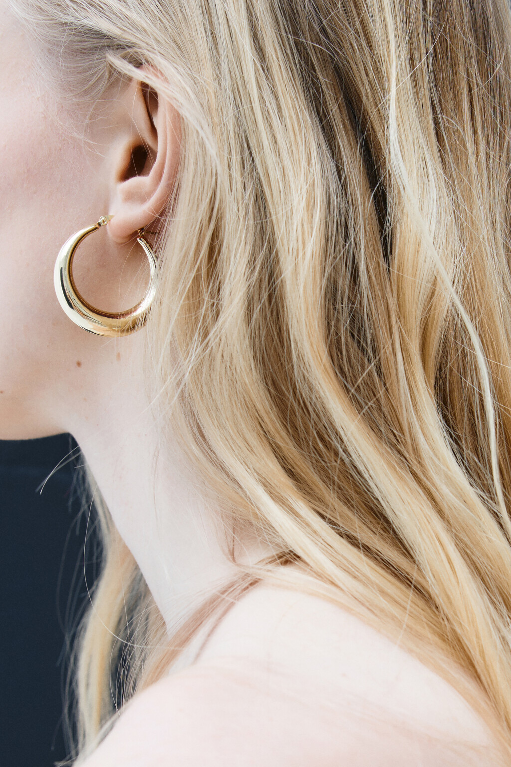 Серьги-кольца объемные - цвет серый - 1