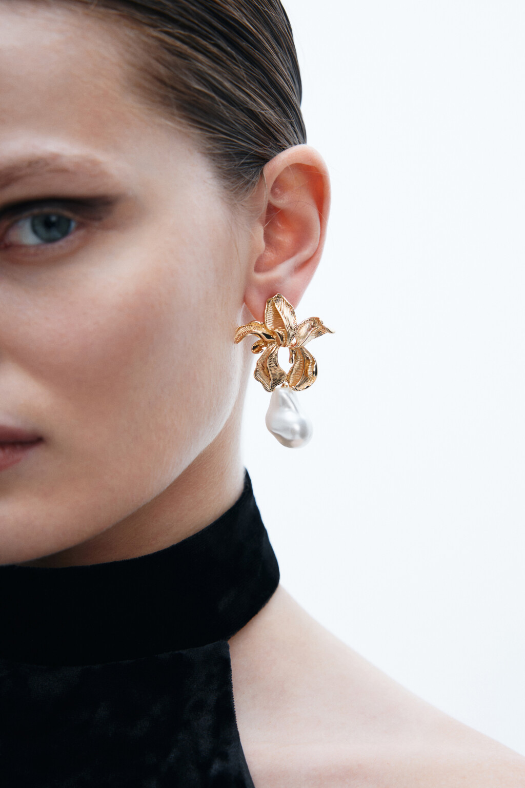 Серьги с жемчужной подвеской - цвет желтый - 2