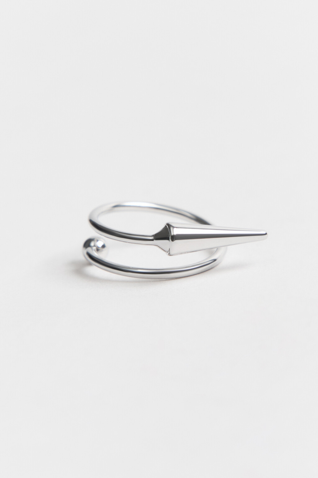 Кольцо-спираль с шипом - цвет серый - 2