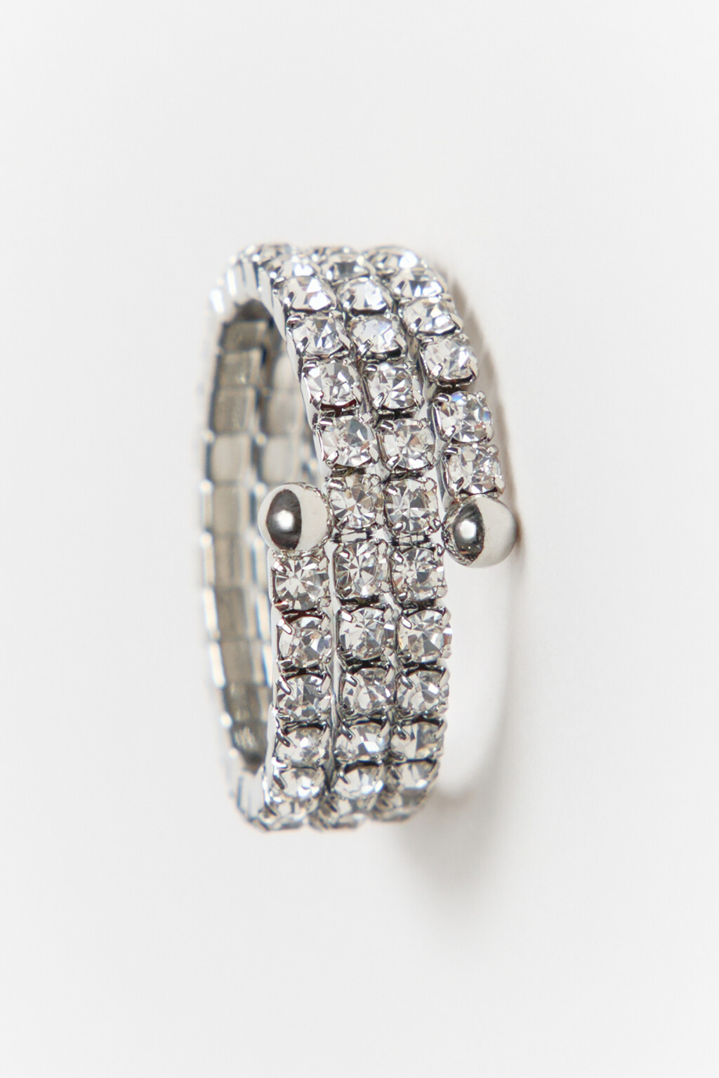 Кольцо-спираль со стразами - цвет серый - 3