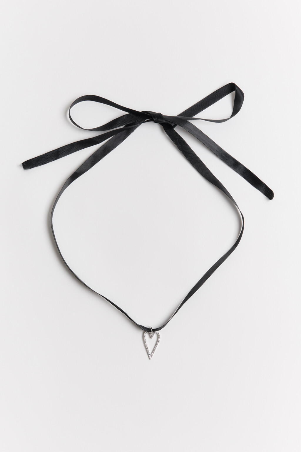 Колье из атласной ленты с подвеской - цвет серый - 2
