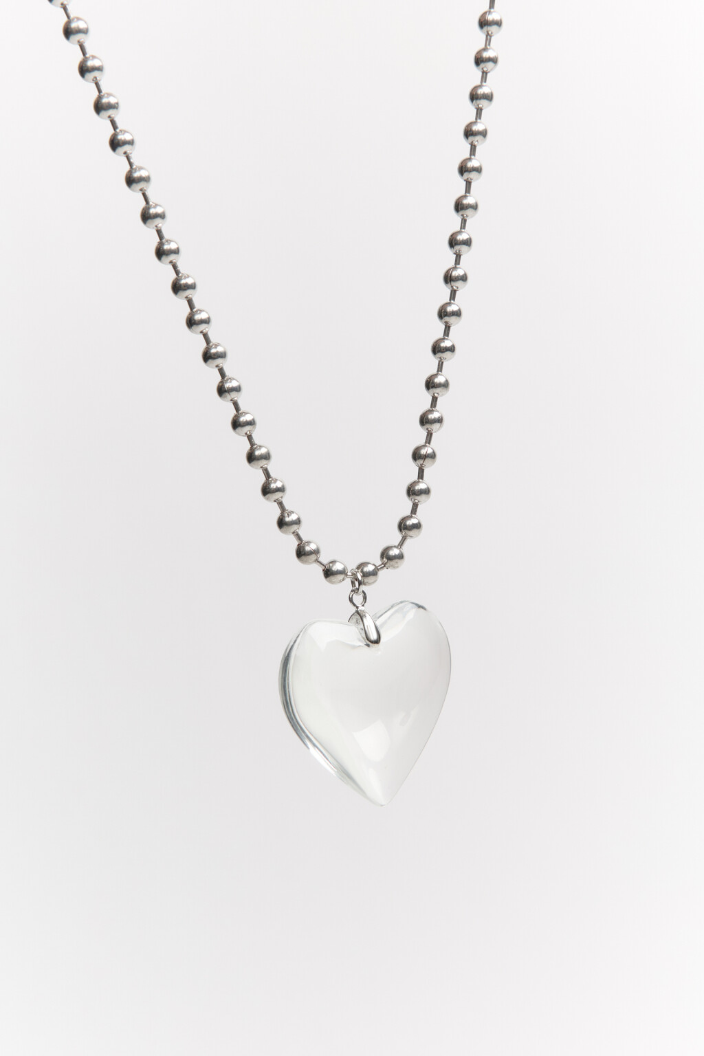 Цепочка с прозрачным сердечком - цвет серый - 1