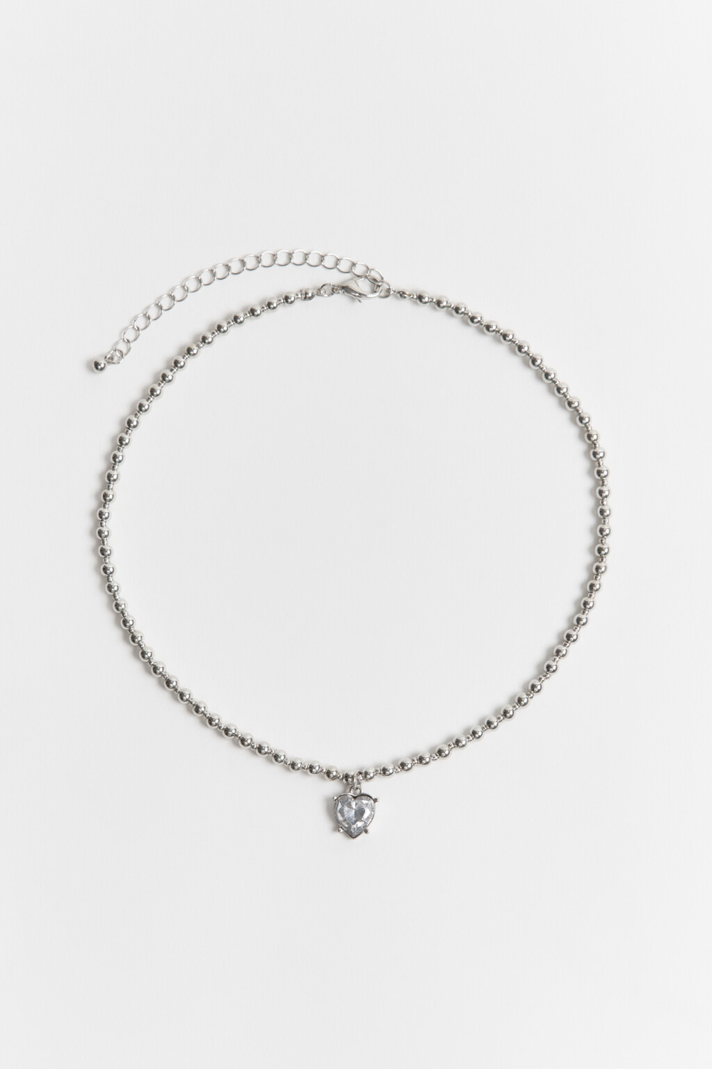 Ожерелье с сердечком и кристаллом - цвет серый - 2