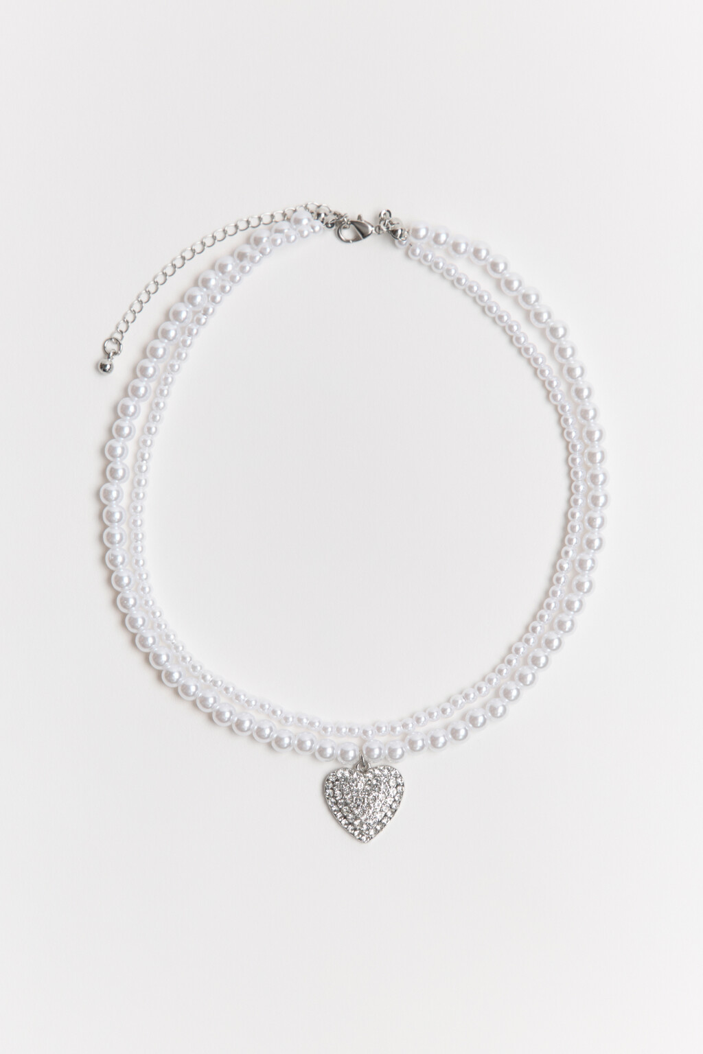 Ожерелье двуслойное с подвеской - цвет серый - 4