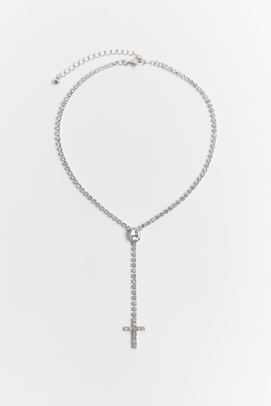 Цепочка с крестиком и стразами - цвет серый - 2