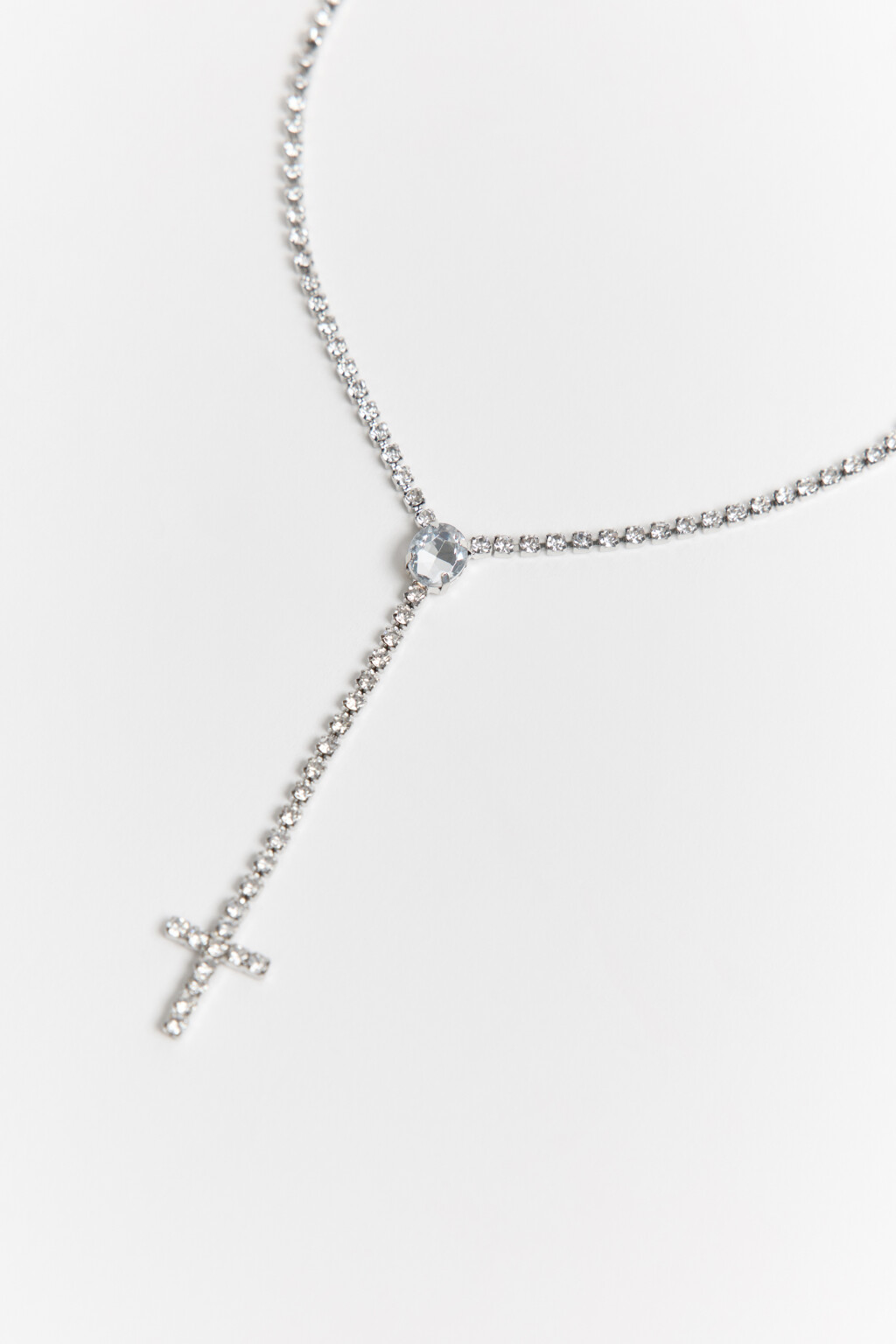 Цепочка с крестиком и стразами - цвет серый - 3