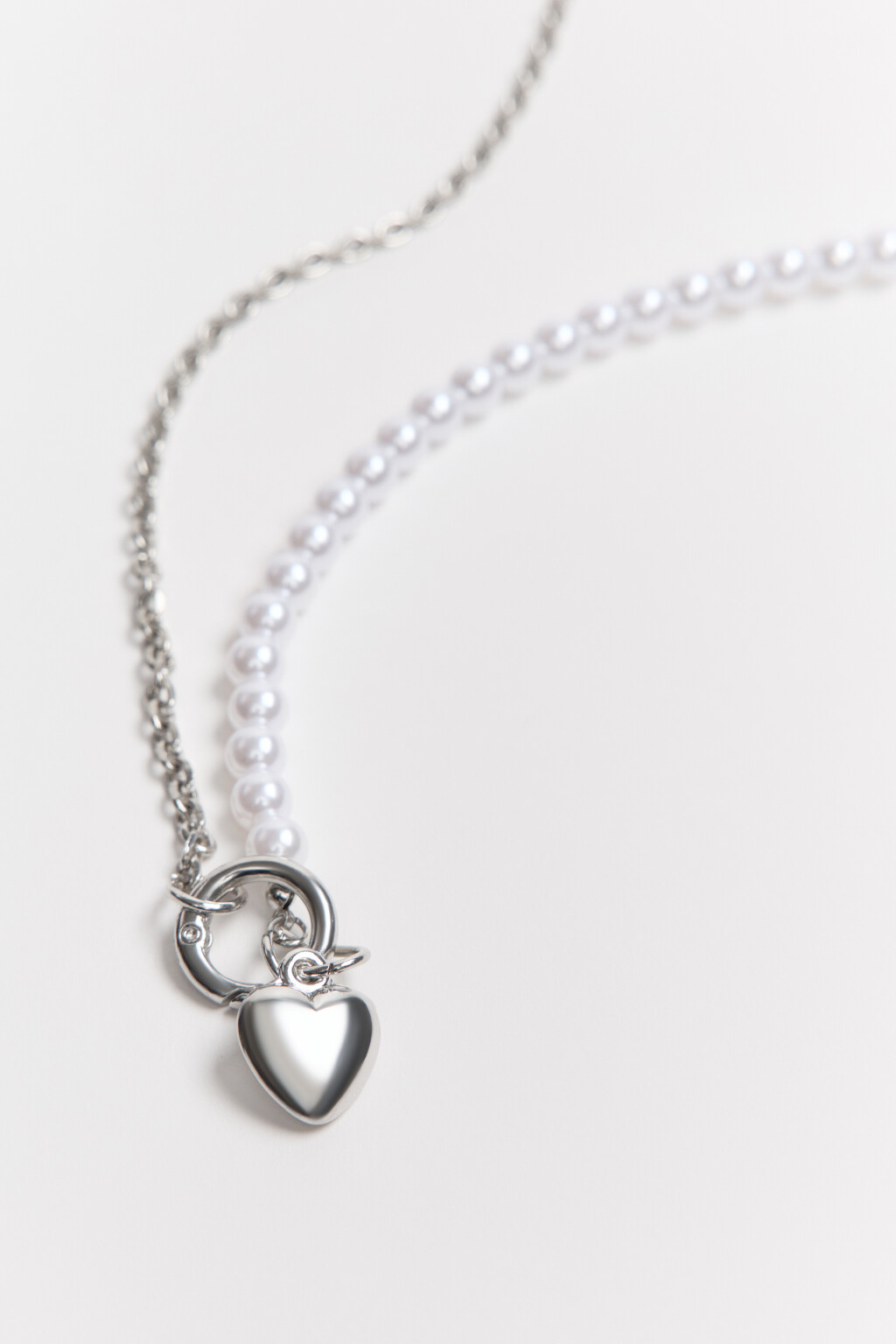 Колье двуслойное с подвеской-сердцем - цвет серый - 1