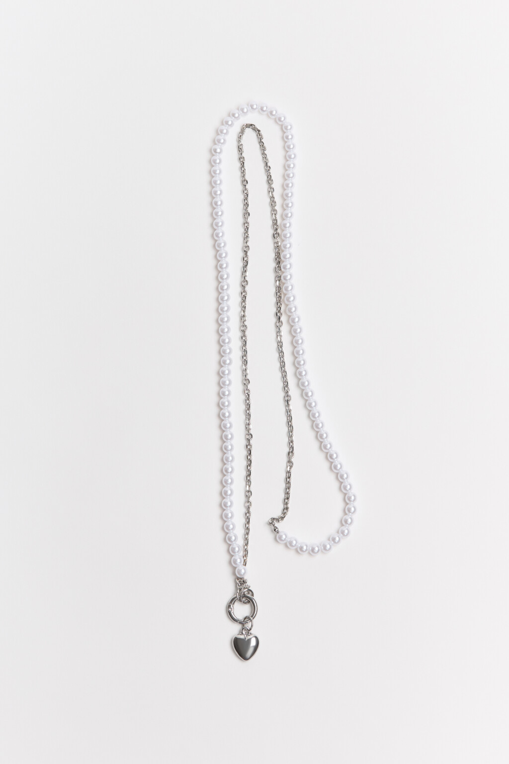 Колье двуслойное с подвеской-сердцем - цвет серый - 2