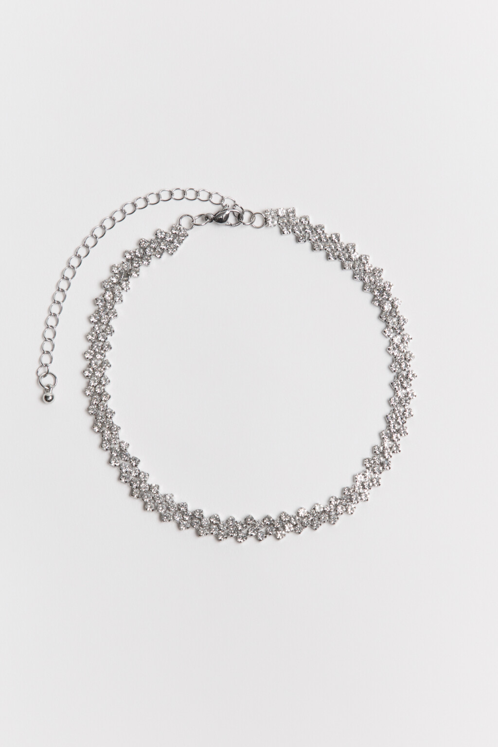 Колье-цепочка со стразами - цвет серый - 3