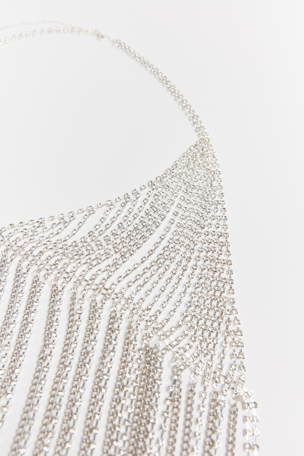 Цепочка-бра на тело со стразами - цвет серый - 4