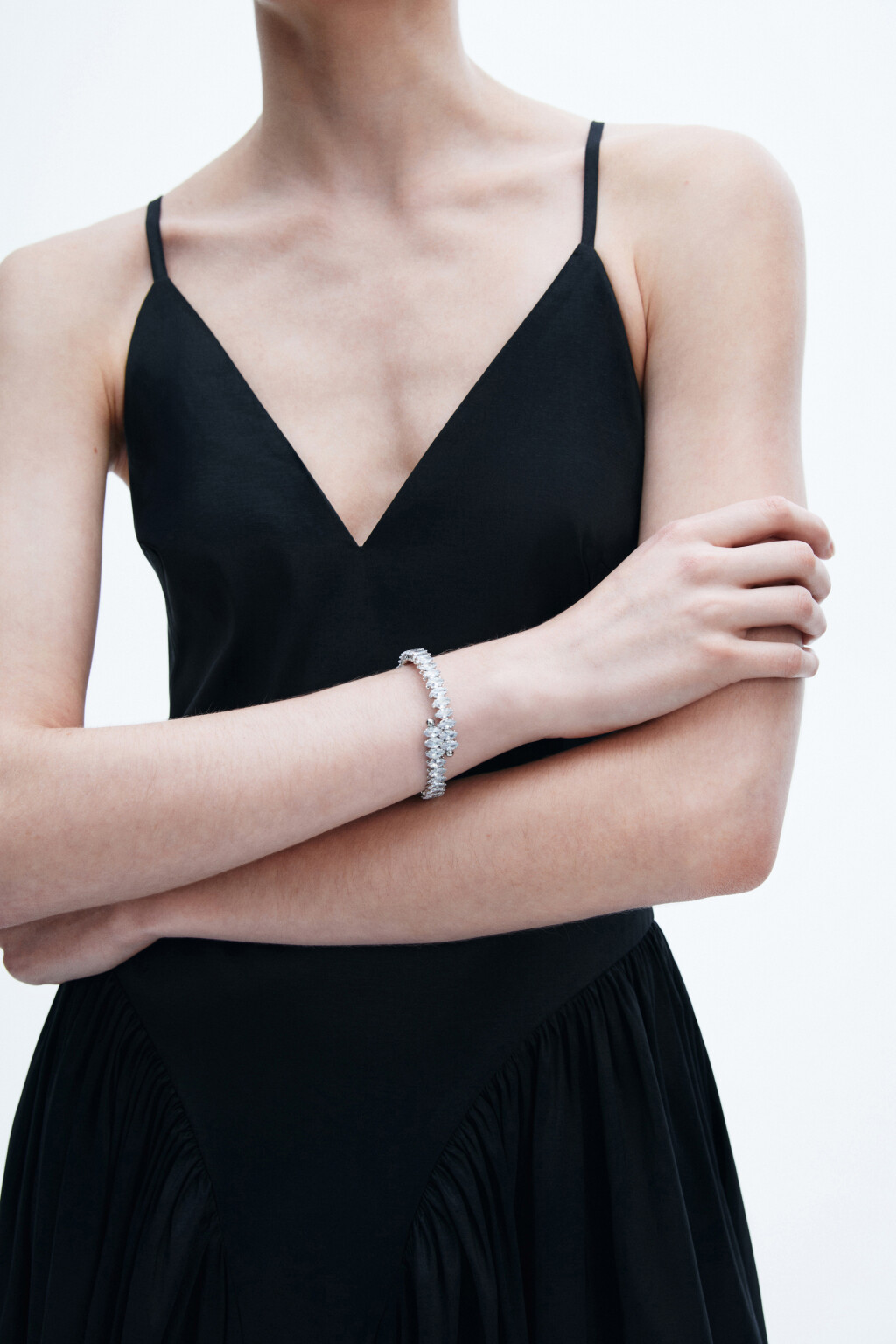 Браслет-кольцо со стразами - цвет серый - 1