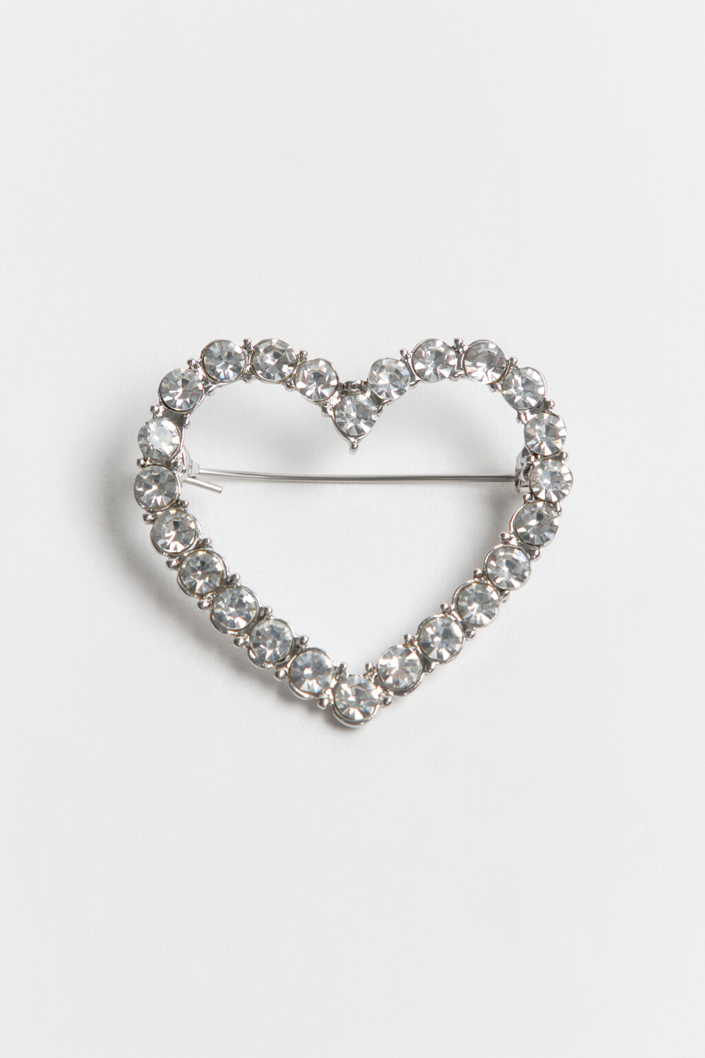Брошь-сердечко со стразами - цвет серый - 1