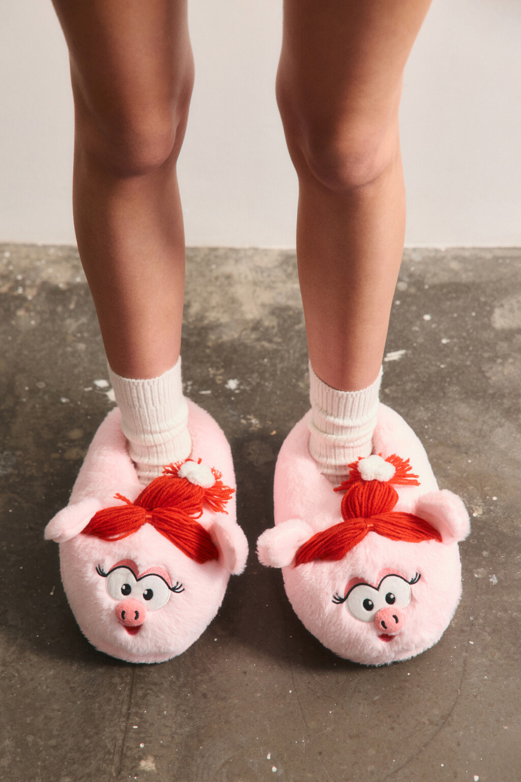 Тапочки-игрушки плюшевые - цвет розовый - 3