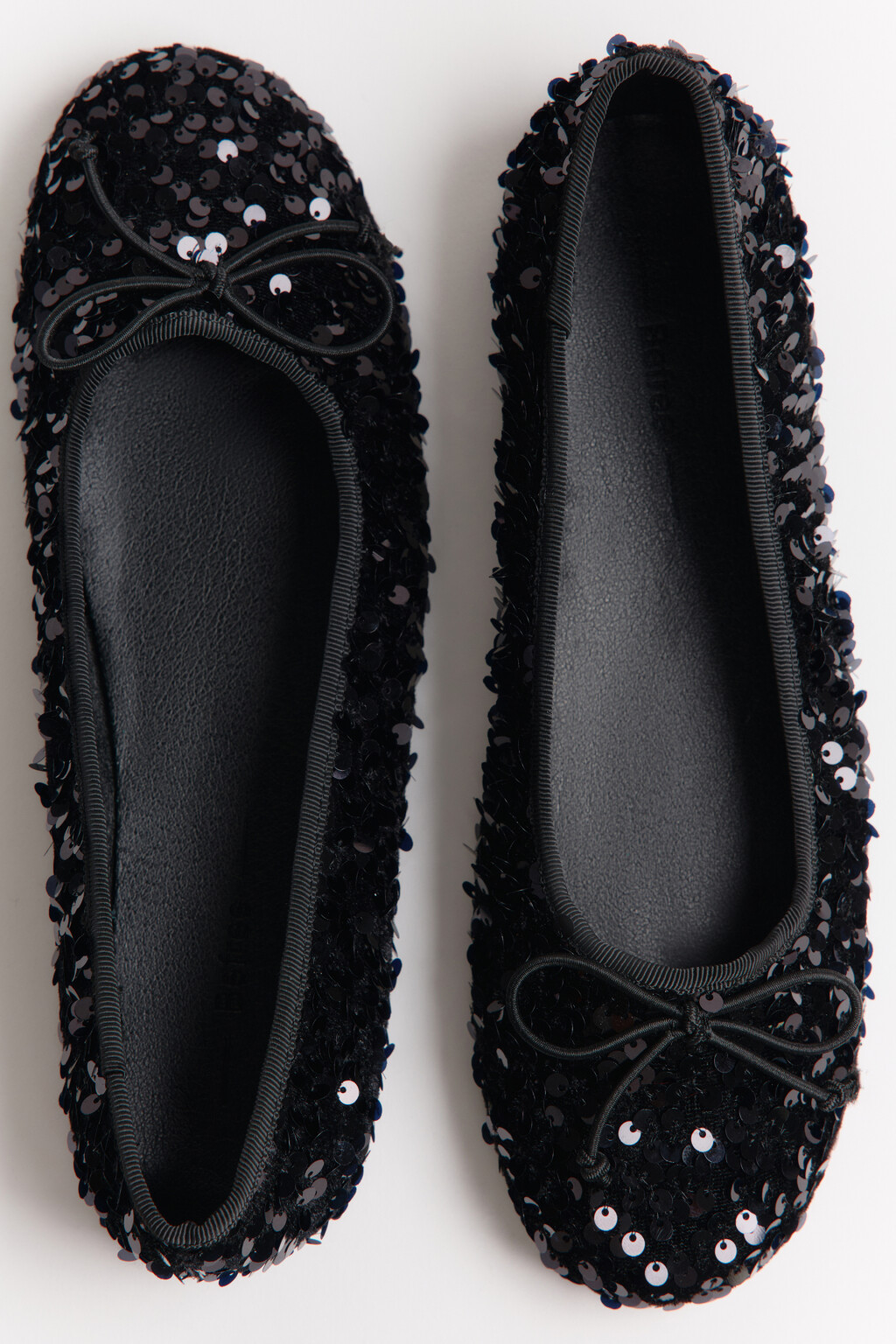 Балетки с пайетками и бантиком - цвет черный - 5