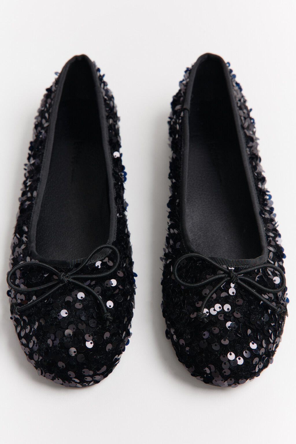 Балетки с пайетками и бантиком - цвет черный - 6
