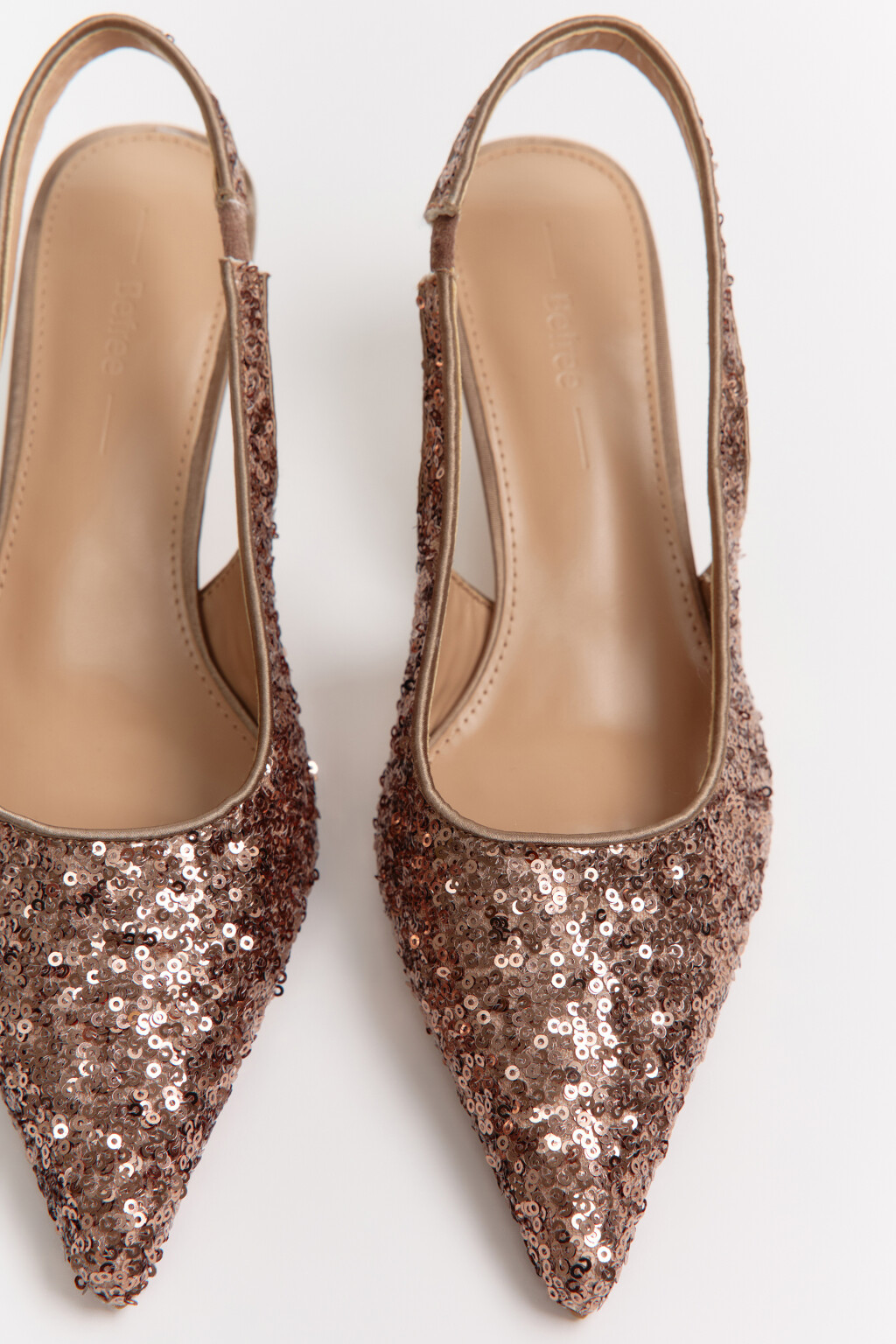 Туфли-лодочки с пайетками - цвет бежевый - 7