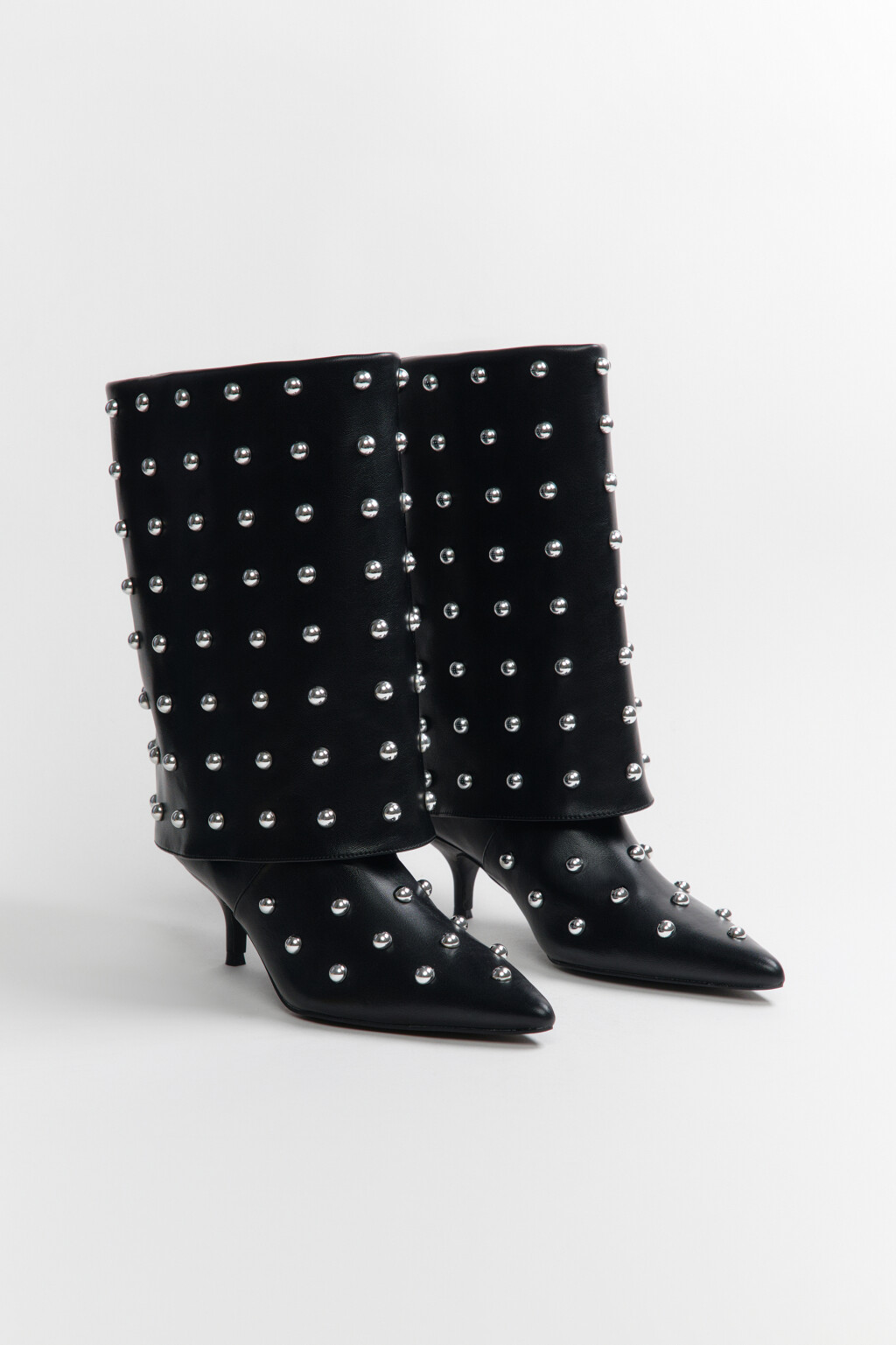 Сапоги с широким голенищем и заклепками - цвет черный - 6