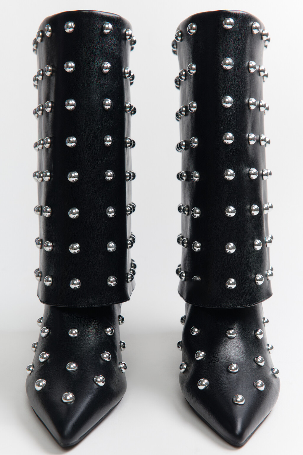 Сапоги с широким голенищем и заклепками - цвет черный - 9