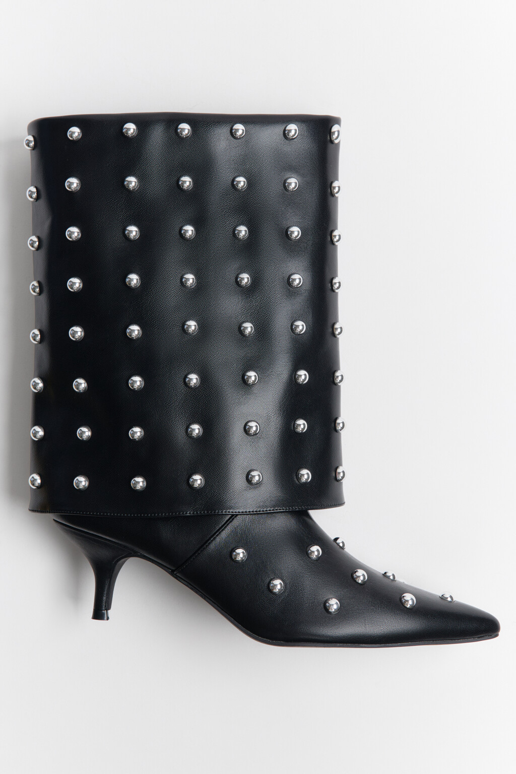 Сапоги с широким голенищем и заклепками - цвет черный - 10