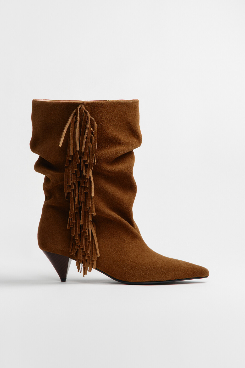 Полусапоги из замши с бахромой - цвет бежевый - 2