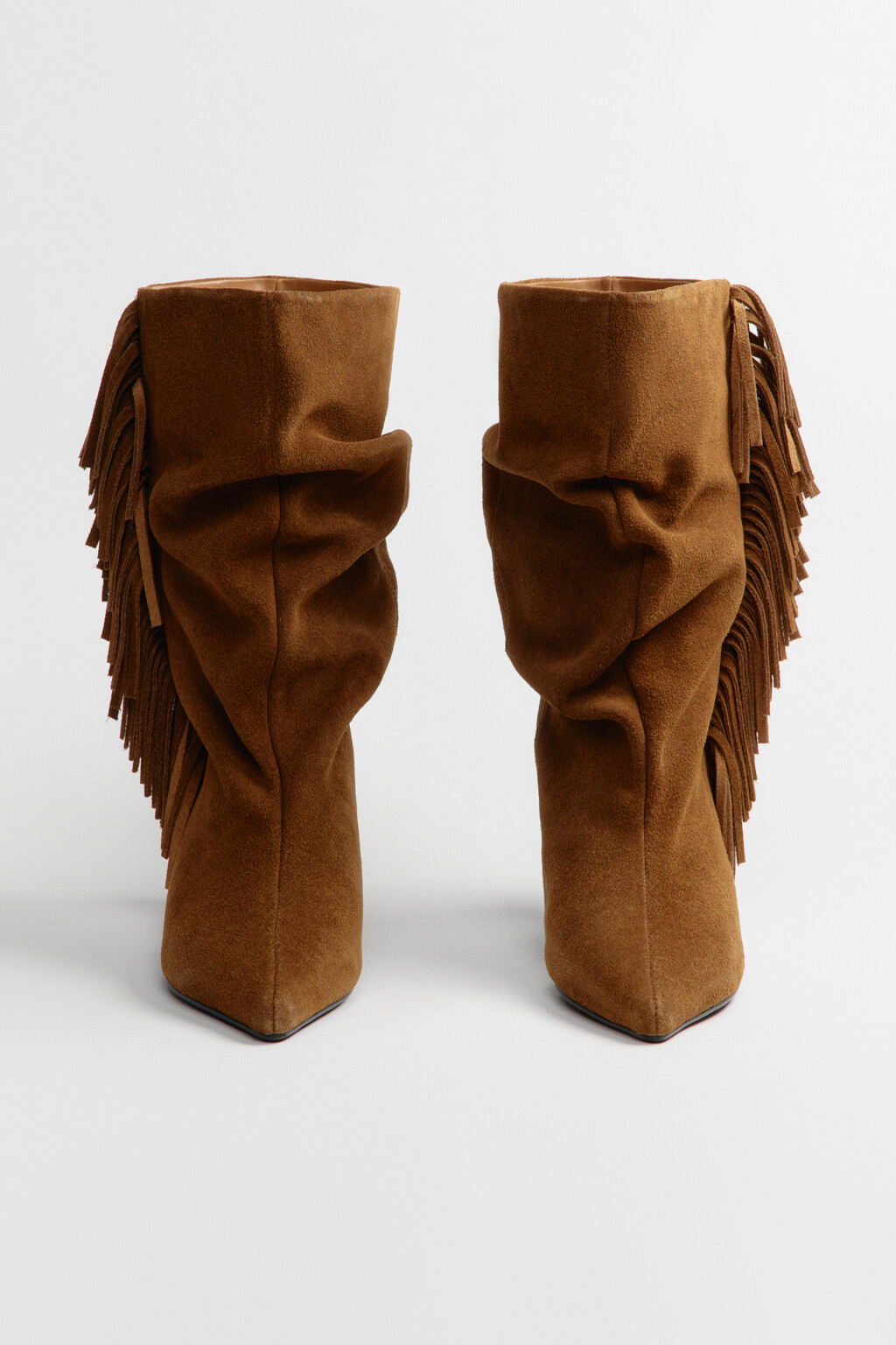 Полусапоги из замши с бахромой - цвет бежевый - 4