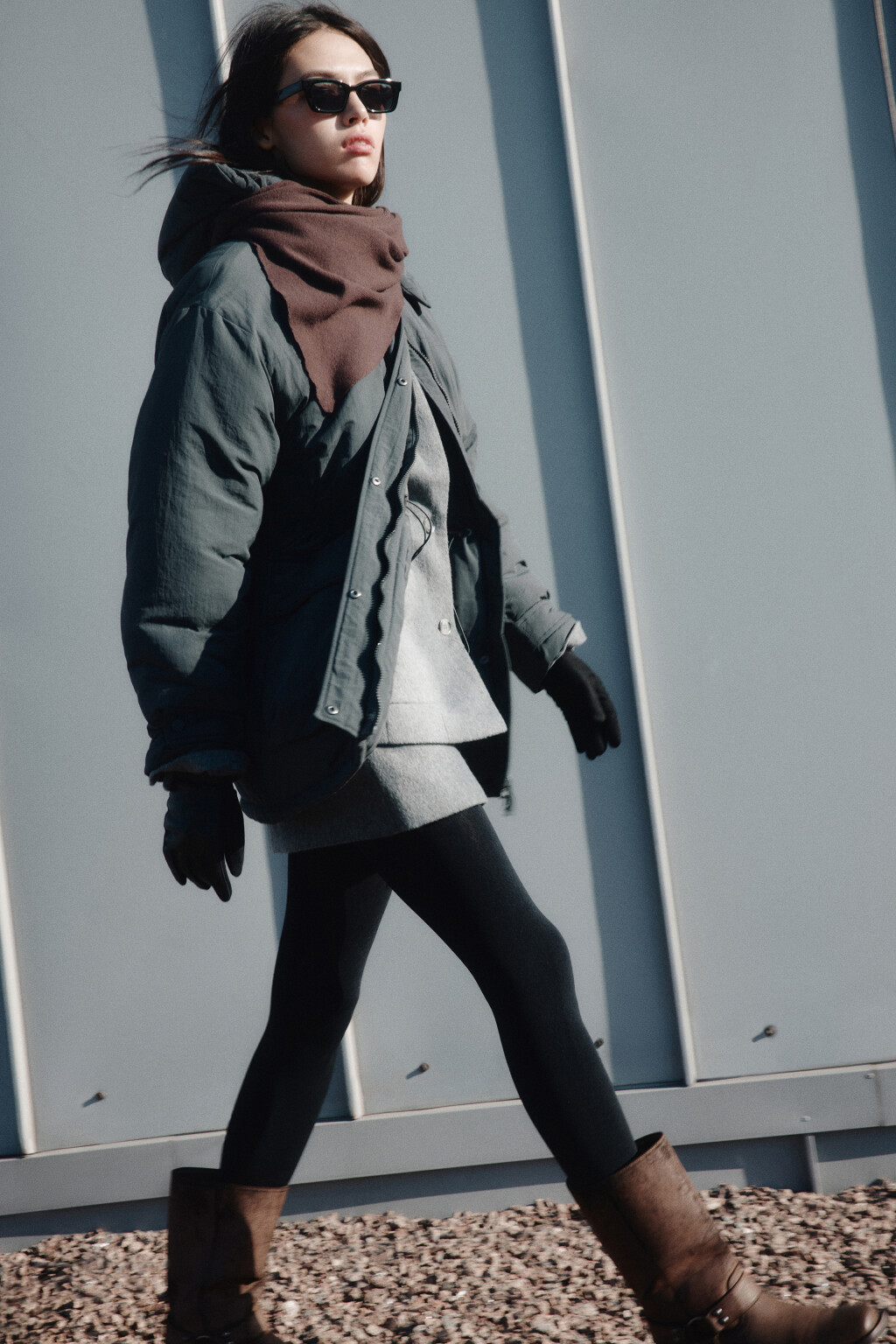 Сапоги-чопперы на скошенном каблуке - цвет коричневый - 1