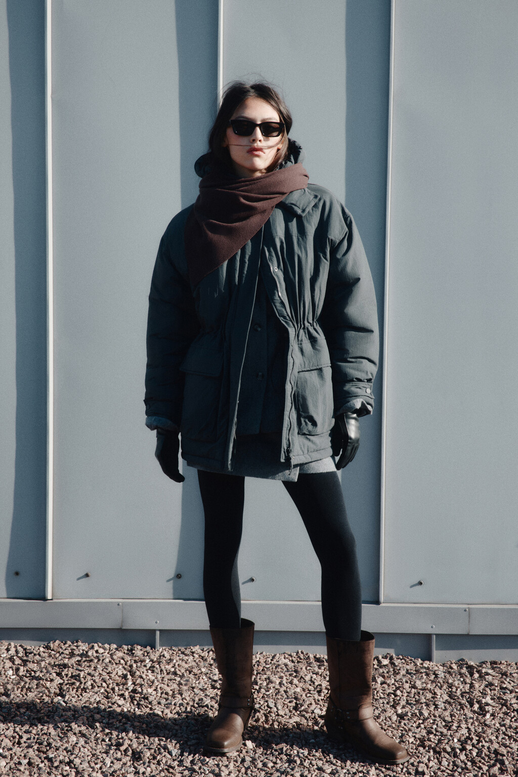 Сапоги-чопперы на скошенном каблуке - цвет коричневый - 2