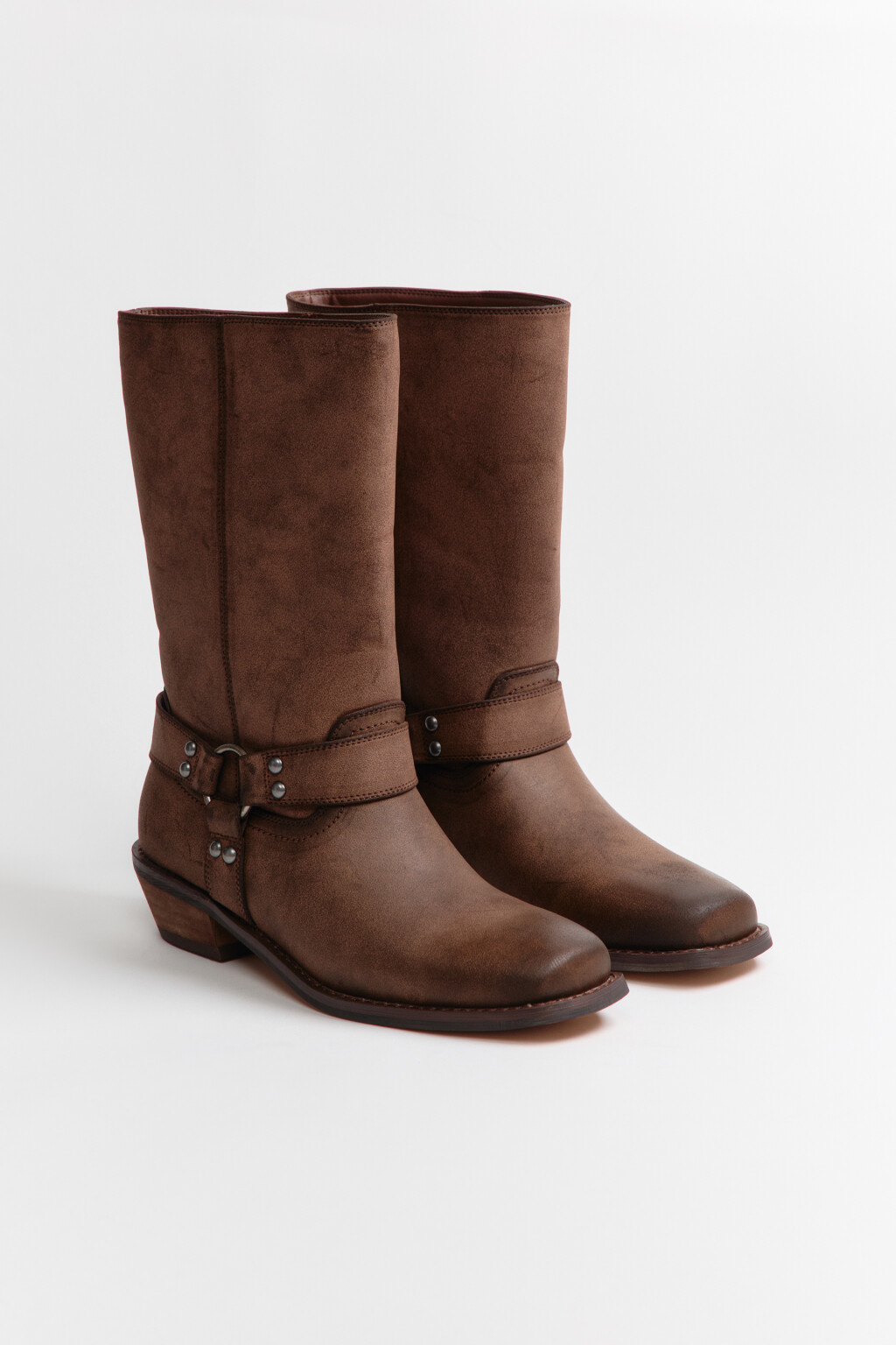 Сапоги-чопперы на скошенном каблуке - цвет коричневый - 7