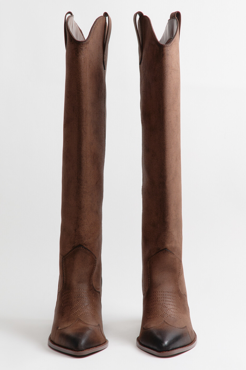 Сапоги-казаки высокие с узором - цвет коричневый - 8